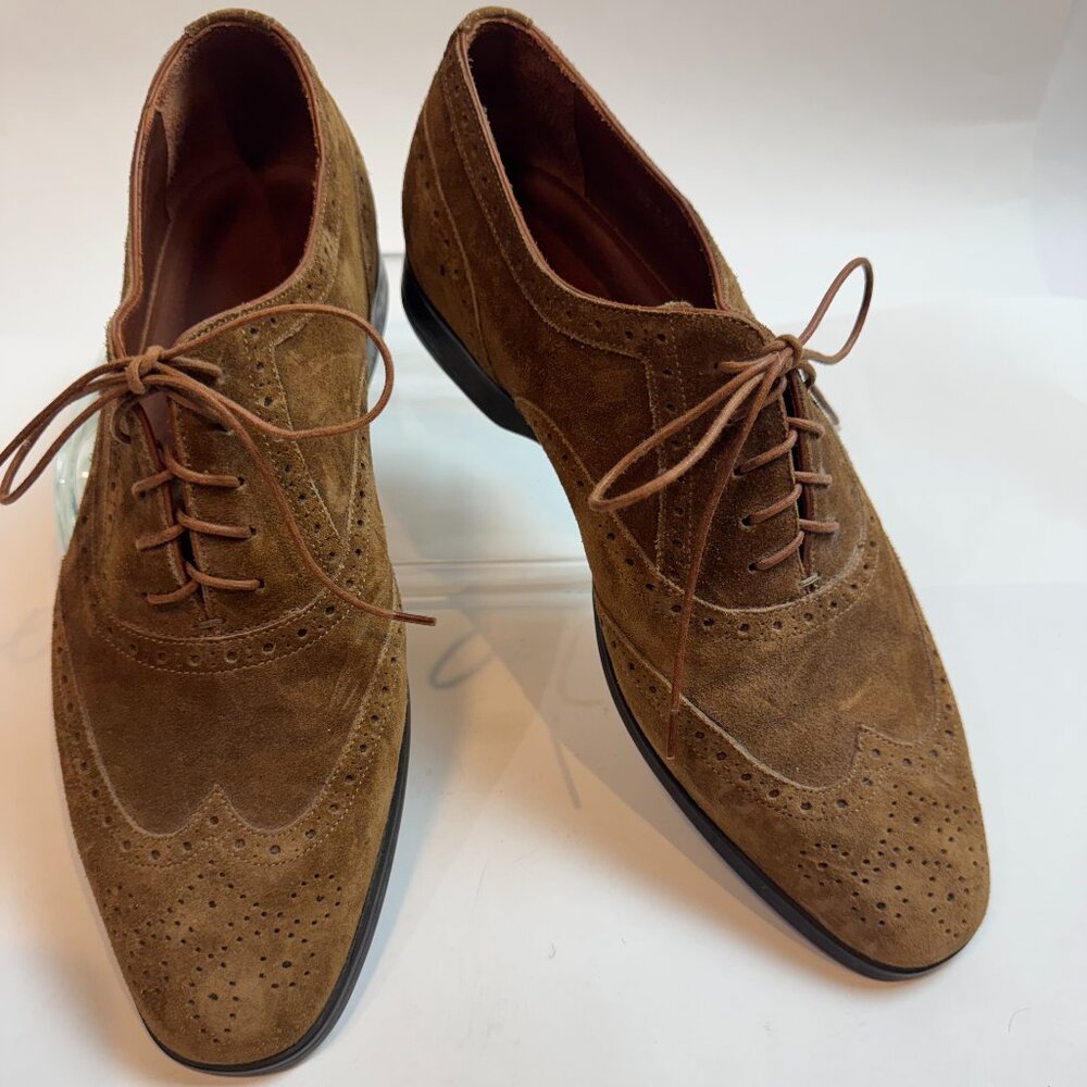 Ralph Lauren Perforated Suede Wingtip Lace-Up Brown Shoes (8.5US)